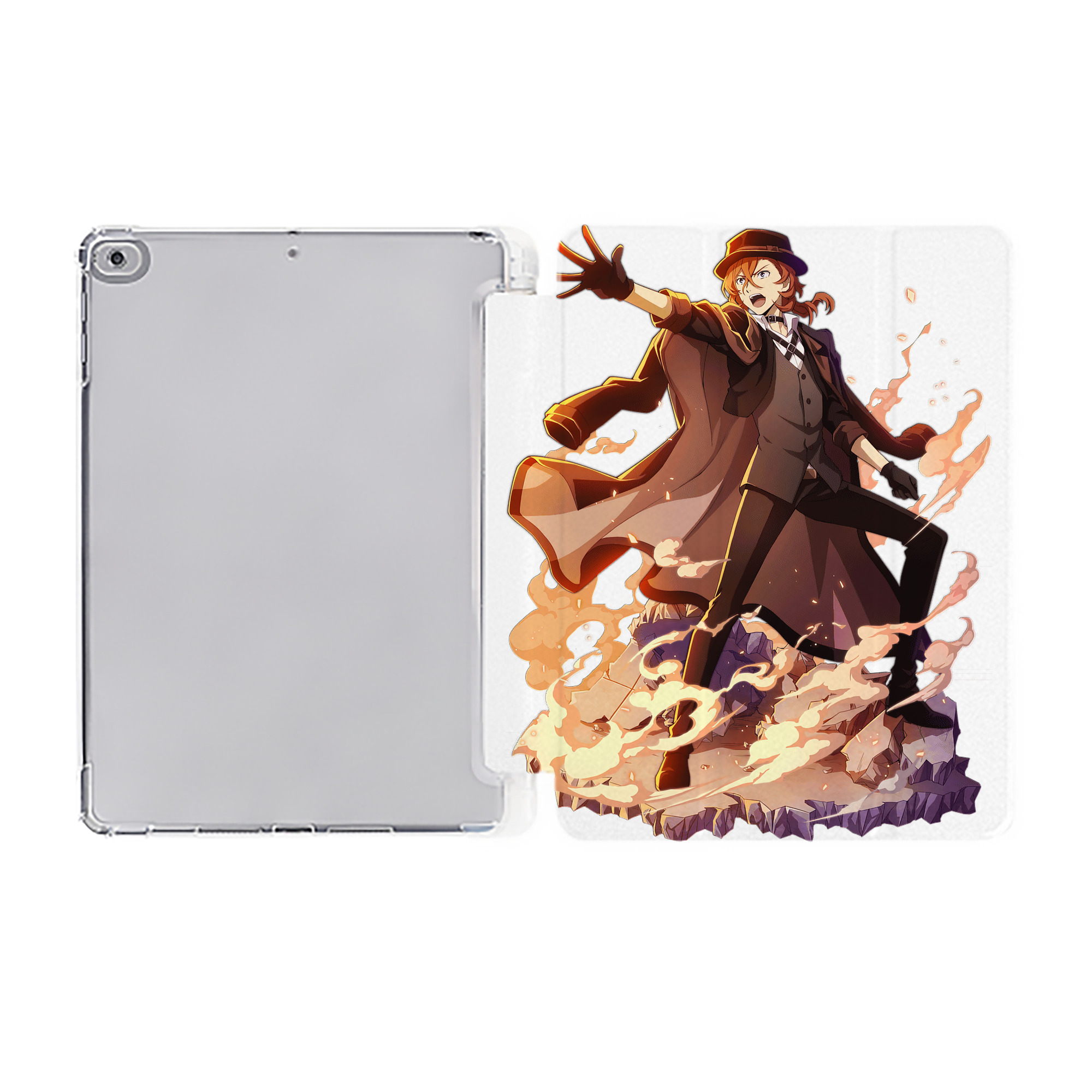 （画像用） 文豪ストレイドッグス Bungo Stray Dogs IPad ケース ペン収納付き 三つ折りスタンド PUレザー×シリコン 対応機種9.5/10.5/10.9インチ